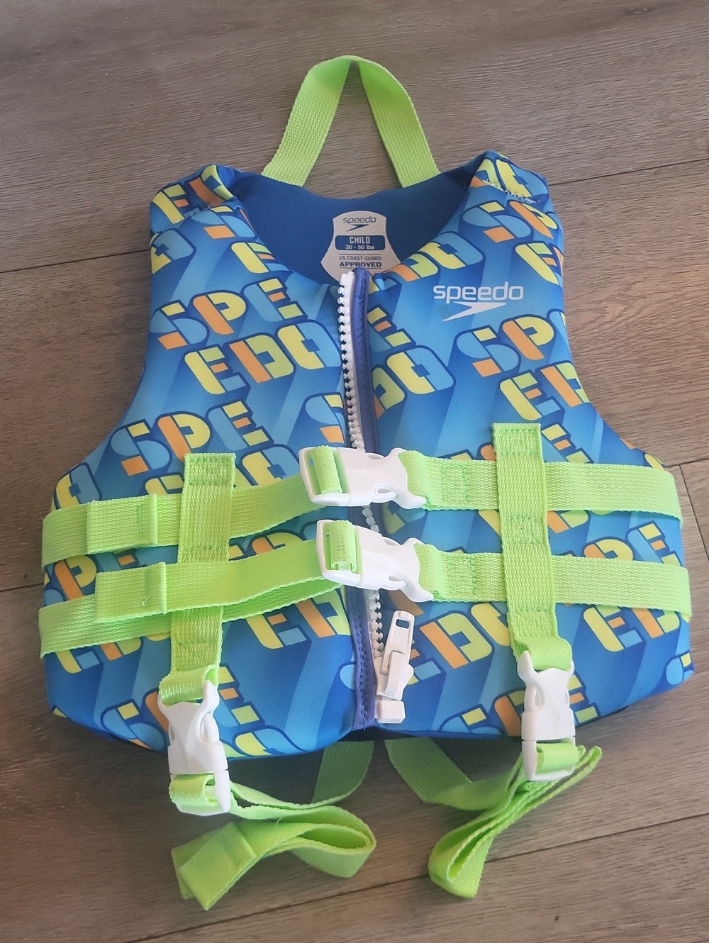 Speedo Blue & Neon Green Kids Swim Vest